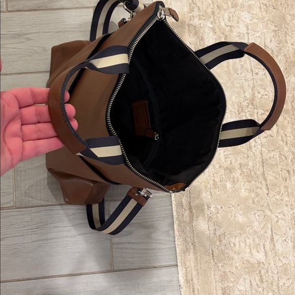 COACH brown pebbled leather tote shoulder laptop bag 💼 - Picture 7 of 10